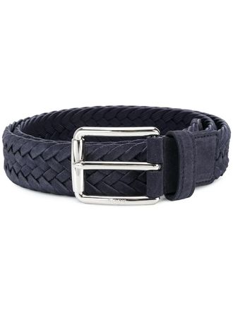 Tod's Woven Suede Belt With Branded Metal Buckle Accessories