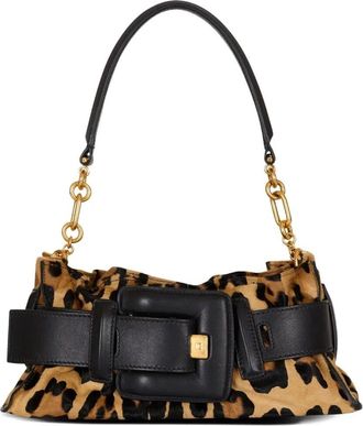 Balmain Anthem Mini-Leopard Pony & Calfskin Bag