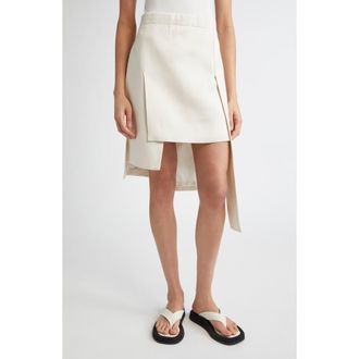 SETCHU Paneled Silk & Virgin Wool Asymmetric Skirt in N. White at Nordstrom, Size 1
