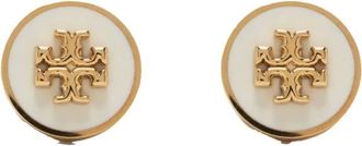 Tory Burch Pendientes de bot&oacute;n circulares Icon Enamel - Accessories - Mujer - Blanco - ONE SIZE