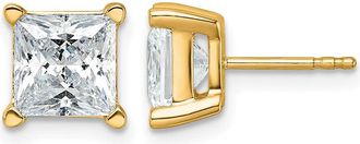 Diamond2Deal 14k Gold 5 ct Princess Lab Grown Diamond Stud Earrings VS Clarity, G-H Color