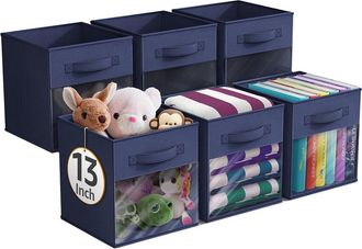 Sorbus 13in 6 Pack Collapsible Fabric Storage Bins