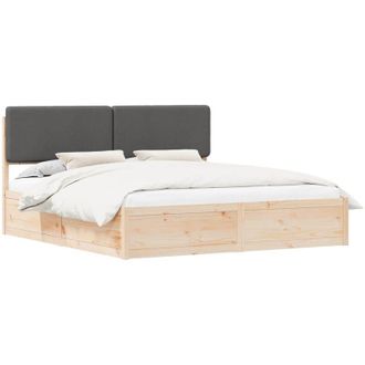 vidaXL Estructura De Cama Con Cabecera Tapizada Gris Oscuro Vidaxl
