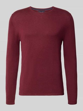 Christian Berg Strickpullover aus Baumwolle mit Rundhalsausschnitt in Bordeaux Melange, Gr&ouml;&szlig;e 3XL