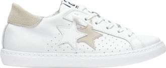 2Star 2Star, Schoenen, Dames, Wit, 36 EU, Leer, Witte Leren Lage Sneaker