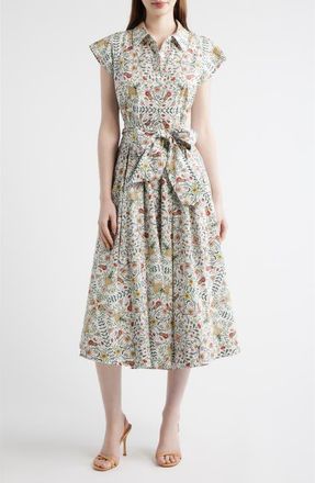 Elie Tahari The Fran Folk Floral Midi Dress in Folk Floral Print at Nordstrom, Size 10