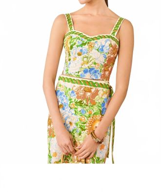 Lilly Pulitzer Harriet Cropped Top In Rutabaga Sympeony Engineered Woven