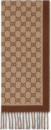 Gucci GG-pattern wool scarf - Brown