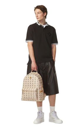 MCM Medium Stark Side Studs Backpack in Visetos in Beige at Nordstrom