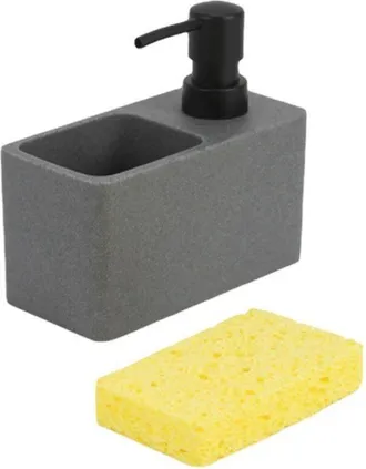 OEM Juego De 2 Dispensadores De Detergente L&iacute;quido Para Lavavajillas De 350 Ml Con Soporte Para Esponja, Pr&aacute;ctico Dise&ntilde;o Para La Cocina, Color Gris