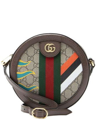 Gucci Beige GG Supreme Canvas Ophidia Round Mini Shoulder Bag (Authentic Pre- Loved)