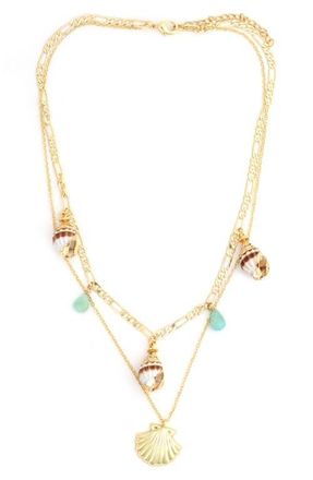 Panacea Seashell Charm Layered Necklace in Green at Nordstrom