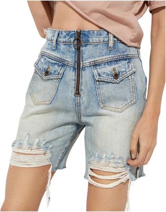 One Teaspoon High Waist Bridgette Denim Shorts - Dames - Denim shorts - Blauw - W27 - Denim - Korte Broeken