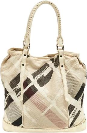 Burberry Pre-owned Handbags, female, White, Size: ONE SIZE Pre-owned Canvas Shoulder Bag