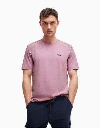 HUGO BOSS Mens Ribbed Collar Crew Neck Short Sleeve Polo Shirt - Purple - Size: 36