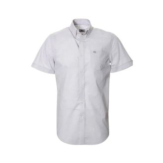 Lacoste Casual Button Down Shirt - Heren - Korte mouwen Overhemden - Grijs - S - Katoen - Overhemden