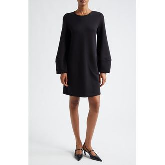 Emporio Armani Balloon Long Sleeve Cotton Blend Jersey Shift Dress in Solid Black at Nordstrom, Size 6 Us