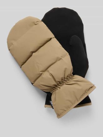 Rains Handschuhe mit Steppn&auml;hten Modell Lohja in Beige, Gr&ouml;&szlig;e M/L