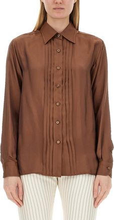 Tom Ford Brown Regular Pleated Shirt