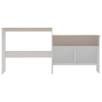 Berkfield Home Decorative Bar Table with 2 Table Tops White & Oak 130x40x120 cm | Size: 130 x 40 x 120 cm