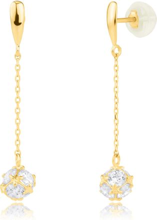 MAX + STONE 10k Yellow or White Gold Small Gold Cubic Zirconia Drop Dangle Earrings