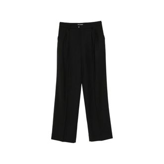 Dolce & Gabbana Broeken, Dames, Zwart, XL, Wol, Broek met wijde pijpen en plooien