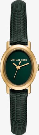 Michael Kors Petite Maude Gold-Tone and Lizard Embossed Leather Watch