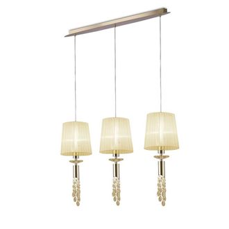 Netlighting Tiffany Linear Pendant French Gold 6 Light E27+G9 Cream Shades Crystal