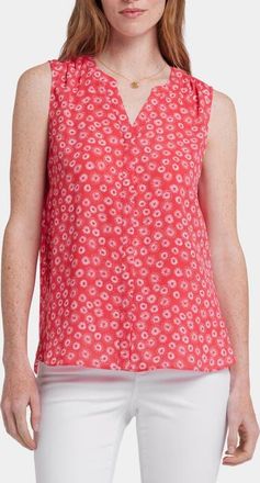 NYDJ Print Pleat Back Sleeveless Split Neck Blouse in Teresita at Nordstrom, Size X-Small