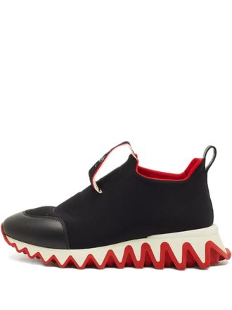 Christian Louboutin Tiketa Run pull-tab sneakers - women - Leather/Neoprene/Fabric/Rubber - 38.5 - Black