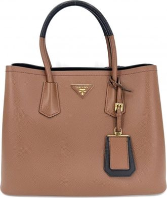 Prada Brown Leather Handbag Tote Bag (Pre-Owned)