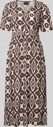 Pieces A-Linien Midikleid aus reiner Viskose Modell TALA in Mittelbraun, Gr&ouml;&szlig;e XS