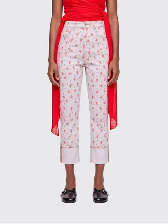Ganni Jeans cropped fit in denim stretch floreale