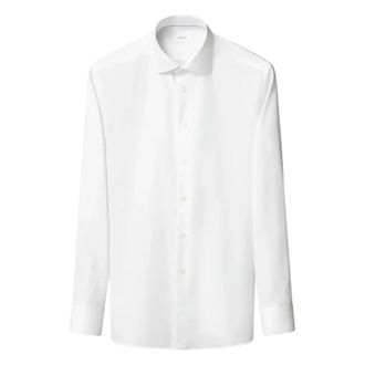 Eton Semi Solid Katoen Lyocell Overhemd - Heren - Zakelijke Overhemden - Wit - L - Katoen - Overhemden