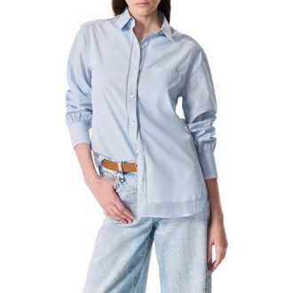Rag & Bone Maxine Mixed Media Button-Up Shirt in Light Blue at Nordstrom Rack, Size X-Large