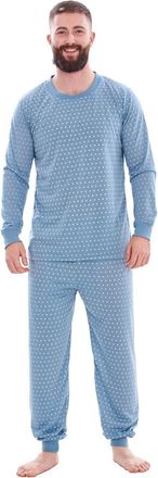 Generic Cotton Rich Pyjama Sets Polka Dot Printed Round Neck Ribbed Lounge Sleepwear PJs Mint