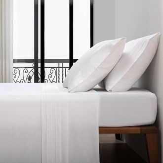 Casa da Laura S&aacute;banas 100% algod&oacute;n 200 hilos pregas blanco cama 135/140 2 almohada