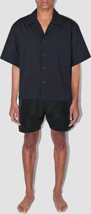 True Tribe Mens Saulo Cuban Shirt In Smooth Weave Black