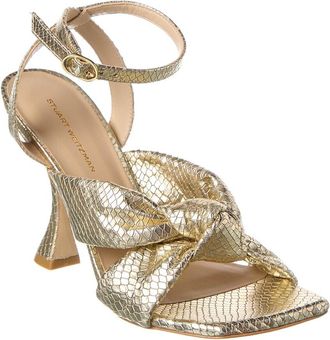 Stuart Weitzman Playa Ankle Strap Snake-Embossed Leather Sandal
