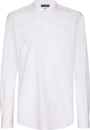 Dolce & Gabbana long-sleeve collarless shirt - men - Cotton - 41 - White