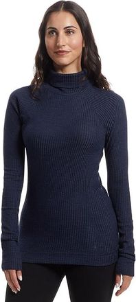 Smartwool Thermal Merino Rib Turtleneck Womens Clothing Nightfall Blue-Deep Navy : LG
