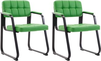 Clp Set de 2 sillas con patas de metal y asiento en Simil cuero Verde