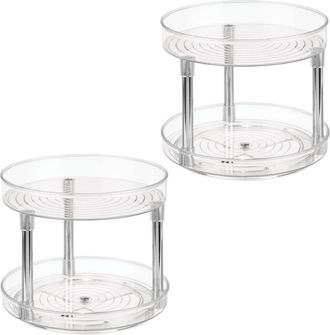 iDesign 9-Inch Plastic 2-Tier Lazy Susan - Set of 2 - Clear/Chrome at Nordstrom