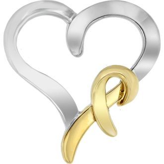 House of Brilliance 925 Sterling Silver and 14K Yellow Gold Two-Tone Heart Shaped Pendant Necklace at Nordstrom