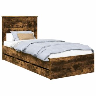 vidaXL Estructura De Cama Roble Ahumado 100 X 200 Cm Madera Ingenieril Vidaxl