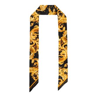 Versace Jeans Couture Silky Scarves, female, Black, Size: ONE SIZE Printed Silk Twill Scarf Tie
