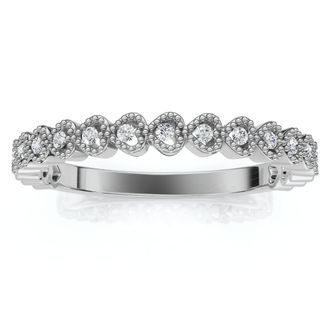 Pompeii3 Stackable Womens Wedding Diamond Anniversary Heart Band 14k Gold Lab Grown