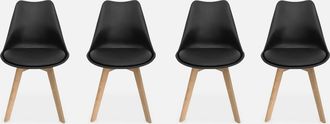 Sweeek Sweeek - Silla Escandinava Acero, Set De 4, Nils, Negro, 47x55x81 Cm