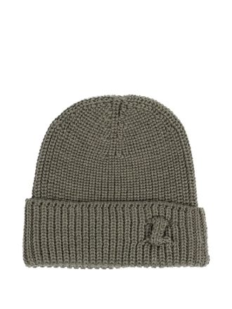 Hannes Roether ribbed logo beanie - Grijs