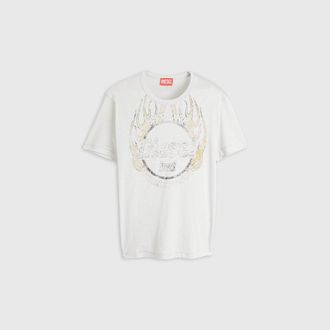 Diesel T-shirt in slub-jersey with crack print - T-Shirts - Man - White